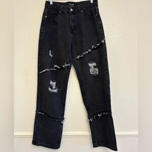 Hot Topic Black Distressed Jeans Mens 30x32 Grunge Punk Ripped Straight Leg